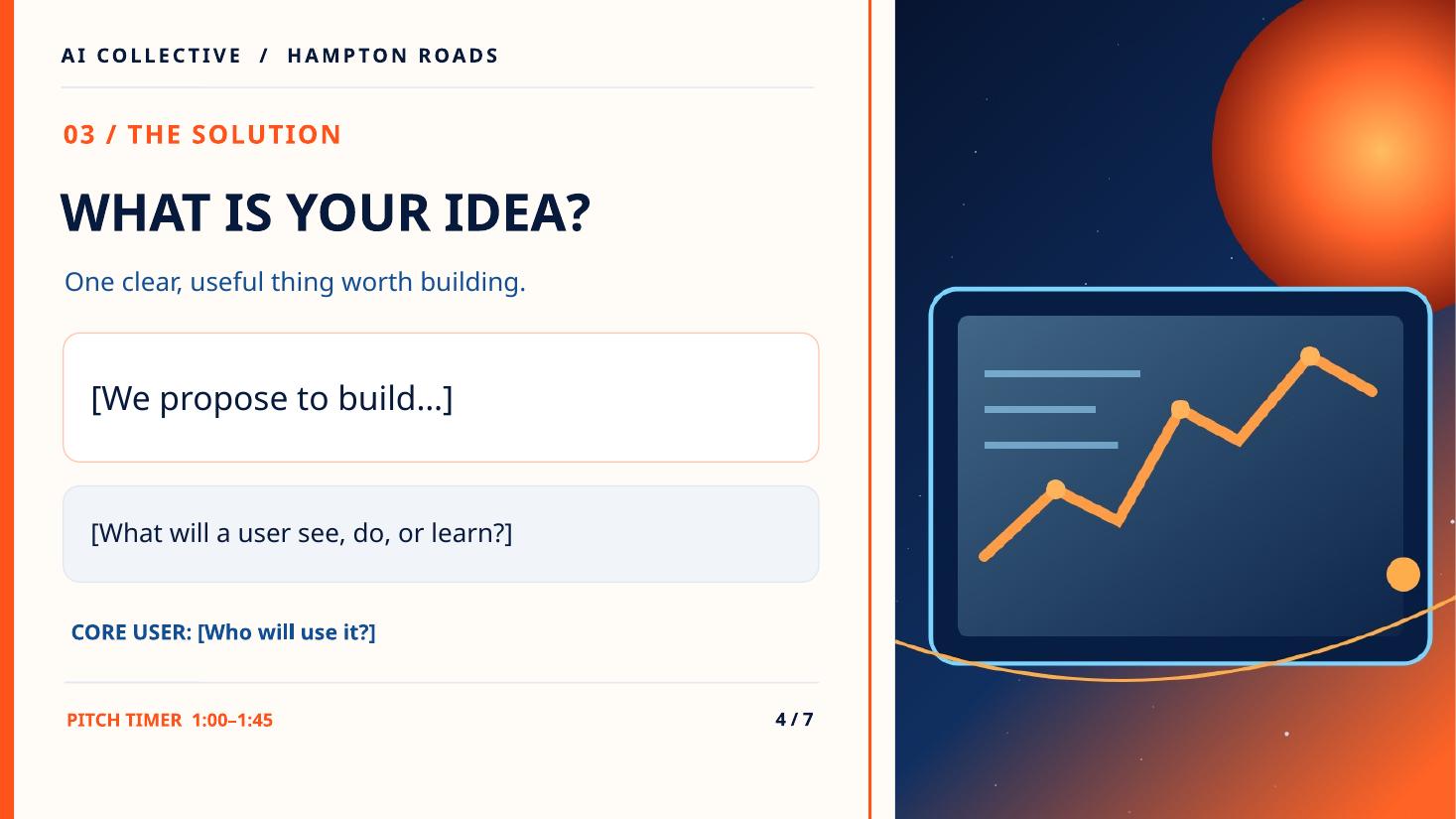 Template slide 4: the solution, what is your idea